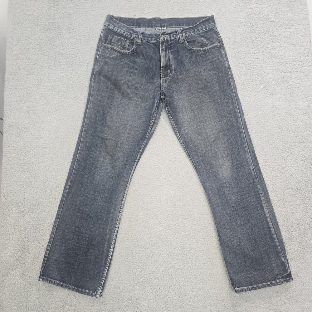 FlyPaper Mens Relaxed Bootcut Jeans 34X33 Dark Blue Design 5 Pocket